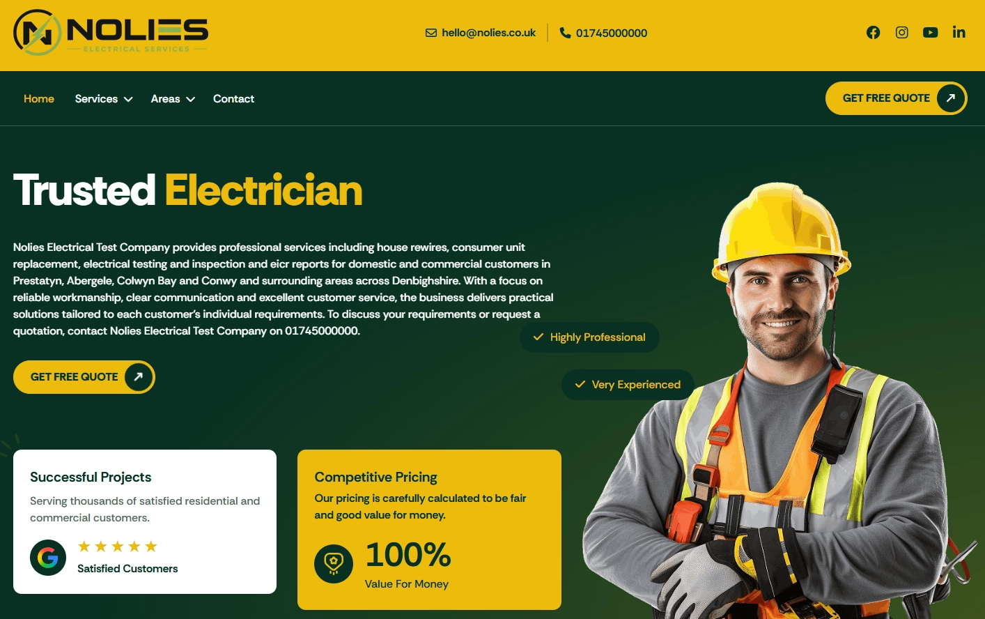 Preview of the live demonstration tradesman website